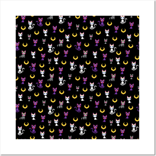 Sailor Moon Cats - Black Posters and Art